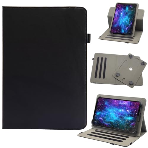 Universal 8 Inch Tablet Case, 7 Inch Android Tablet Case, Bbjjkkz 360 Degree Rotating Multi-Angle Viewing Stand PU Leather Cover for 7.0-8.5 Inch Tablet, Black