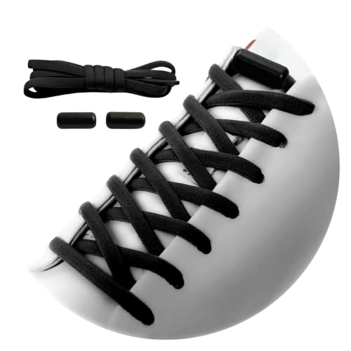 Nounex21 - Premium Elastische Schnürsenkel mit Metall-Lock-Verschluss, Set für Schuhe ohne Binden - Schnellschnürsystem für Sneaker (Schwarz, 1-Paar)