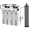 FACHIOO 0.01?m Ultra-Filtration Under Sink Water Filter + FACHIOO CF Filter Life is 6-12 Months, Stainless Steel Water Filter for Sink, Reduces PFAS, PFOA/PFOS, Lead, Chlorine, Bad Taste Odor