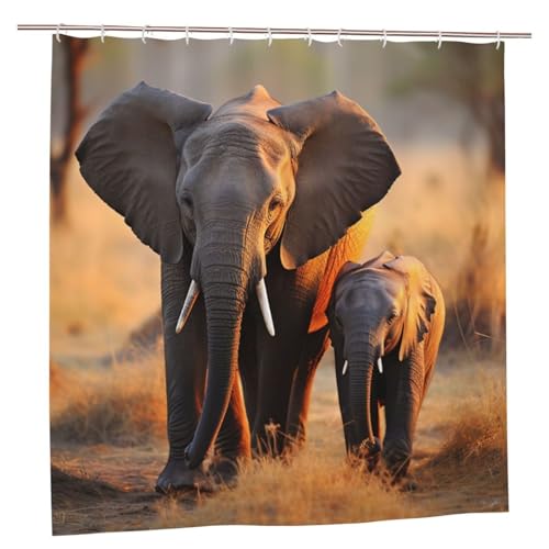 Rideau de douche éléphant en tissu lavable 183x183 cm - 3