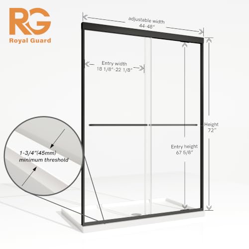 Image of Royal Guard Double Sliding Shower Door,44-48 inch W x 72 inch H,Matte Black