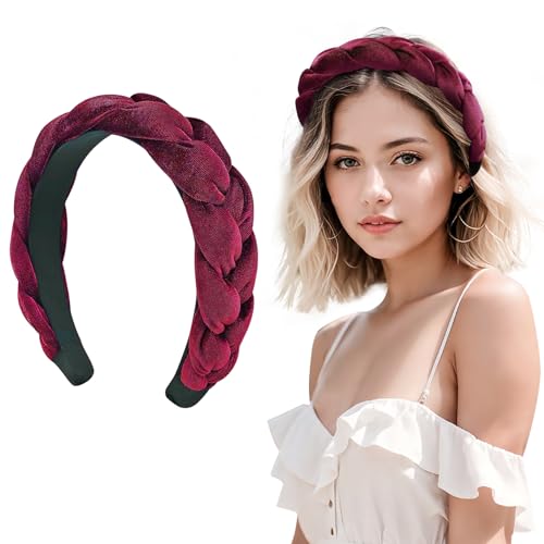 LOPHE Velvet Braided Headband, Twisted Braid Rough Edge Hair Band, Non-Slip Twisted Knotted Headband