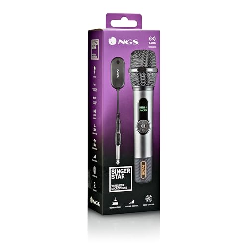 NGS Singer Star – Micrófono Inalámbrico Dinámico 2,4GHz, Autonomía 30h, Control de Volumen y Eco, Indicador de Batería, Conexión Jack 3,5mm y 6,3mm – Ideal para Karaokes y Eventos - imagen 10