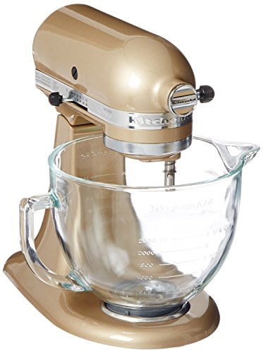 KitchenAid KSM155GBCZ Artisan Design Series Mixer with Glass Bowl, 5-Quart, Champagne Gold