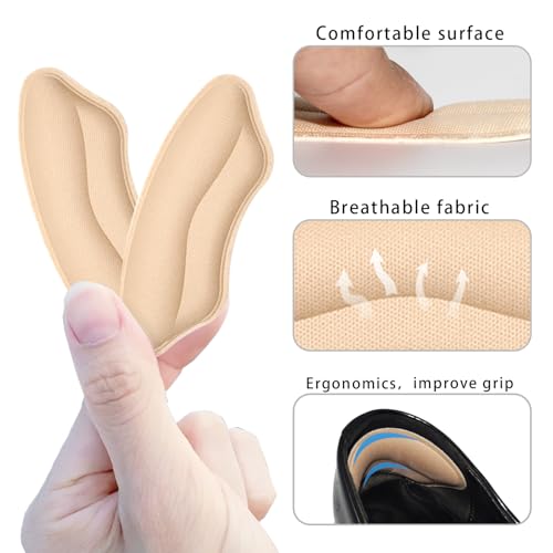 Image of 8-Pairs Heel Grips Liner Cushions Inserts for Loose Shoes, Heel Pads Snugs for Shoe Too Big Men Women, Filler Improved Shoe Fit and Comfort (16 Packs) (Black+Pale Apricot)