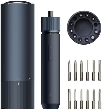 HOTO Set Cacciaviti Elettrici 3.6V, Cacciavite a Batteria con 12 Punte da 50mm in Acciaio S2, 3 Coppie di Serraggio e Luce LED Shadowless, Ideale per Computer, Libreria, Bicicletta, DIY