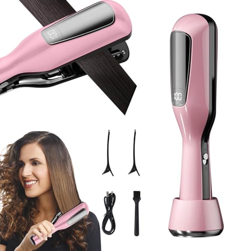 Coupe Fourche Cheveux de réparation 2 en 1 avec lumières bleues pour le traitement de réparation des pointes fourchues cassantes endommagées à sec Produits, Idéale pour femmes (Rose)