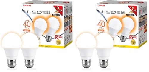 ����(TOSHIBA) LED�d�� 40W���� �L�z�� �d���F E26���� 2P �����Ή� LDA4L-G/K40V1RP (× 2)