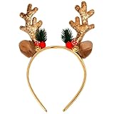 [Serre-tête de Renne Scintillant]: Ce serre-tête renne est doté de bois incrustés de paillettes et de clochettes festives qui tintent joyeusement à chaque pas tout en reflétant la lumière pour un look d'hiver éclatant.