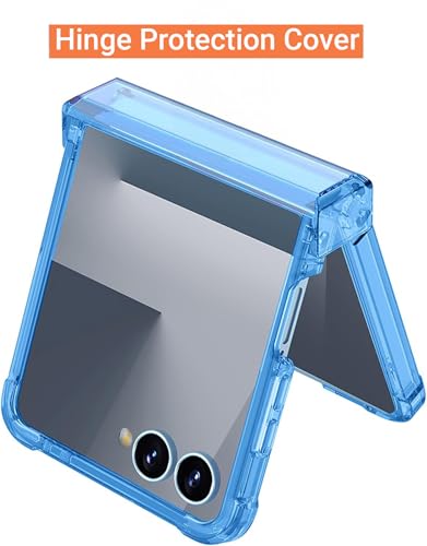 Image of Kapa Clear Airbag with Hinge Protection Back Case for Samsung Galaxy Flip7 / Z Flip 7 | Transparent Shockproof Slim Hard Protective Cover (Blue)