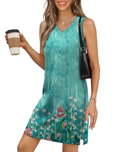 Image of BKRIVE V-Neck Summer Casual Beach Dresses for Women 2026 Vacation Women's Sleeveless Sundress with Split
