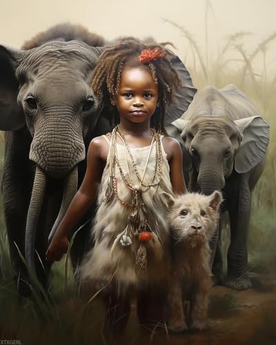 XTXGERL Paint by Numbers African American for Adults, Acrylic Oil Painting by Numbers Kits for Beginner with Brushes Art Crafts Canvas for Home Decor 16x20 inch / 40x50 cm