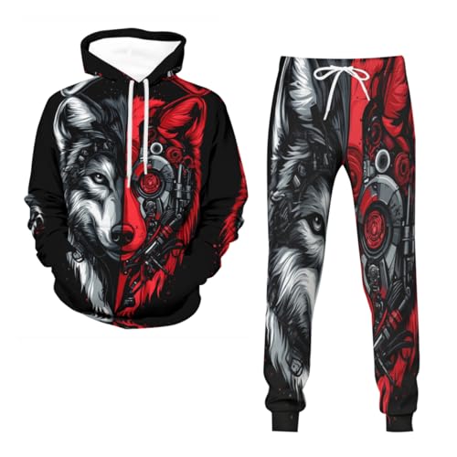 Sweat à capuche Wolfss imprimé animal 3D décontracté et stretch