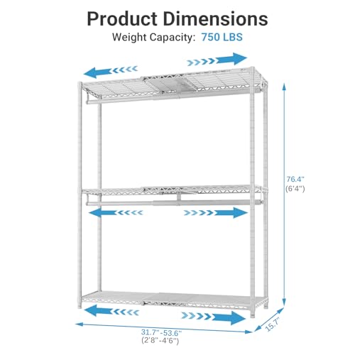 Image of VIPEK X1 Plus Expandable Heavy Duty Clothes Rack, Clothes Organizer White