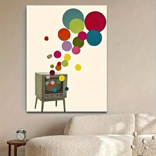 Toile de télévision rétro 70x110 cm pour raviver un mur de salon vide et sans vie