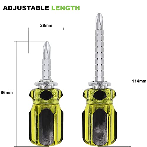 Buspoll Stubby Short Screwdriver With Reversible Magnetic Tips - Adjustable Length For Easy Slotted And Phillips Drive Anywhere #TOP2