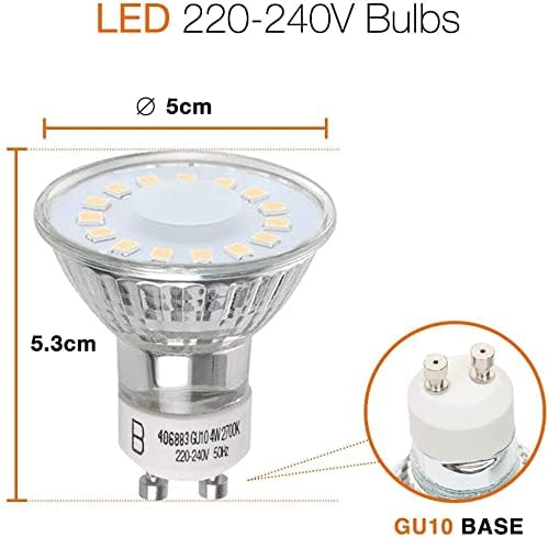 KEPLIN GU10 Led Bulbs, Pack of 10, 50 W Halogen Bulb Equivalent, 4W 350lm, Daylight White Lighting 5000K, 120° Angled Beam - Image 3