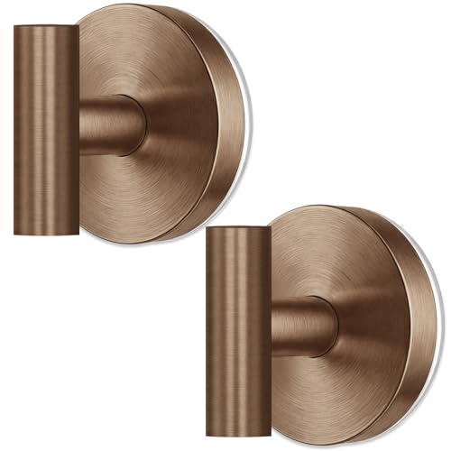 Image of BKV Suction Cup Hooks for Glass Window, Mirror,Heavy Duty Shower Hooks for Inside Shower,Reusable Suction Towel Hooks for Bathroom Wall-Strong Suction & No Drill(2 Pack,Champagne Bronze)