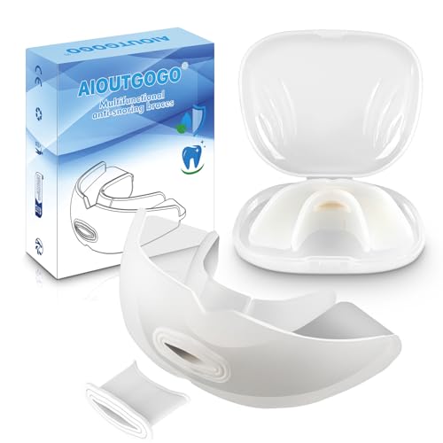 AIOUTGOGO Anti Snoring Mouthpeice Device,Durable-Snore Stopper-Ready to Use-Snoring Aids for Men and Women,Snore Reducing Aids for Sleeping,Stop Snoring-Travel and Home Use-White