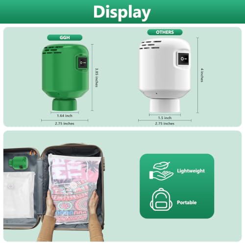 Image of GGH Electric Air Pump for vacuum seal bags Travel for clothing Vacuum Pump for Various Vacuum Seal Bags Portable Vacpack Air Pump for Compression Clothing Luggage Greem(Storage Bag Not Included)