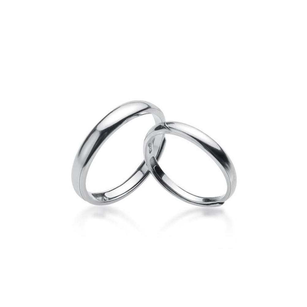 S925 Anillo de Pareja de Plata, Anillo de Apertura Simple Y Suave para Hombres Y Mujeres, Anillo de Moda para el Día de San ValentínUn par, Apertura regulable
