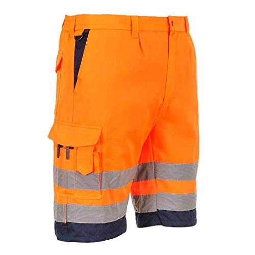 Image of Portwest - Hi-Vis Poly-Cotton Shorts - Orange/Navy Extra Small