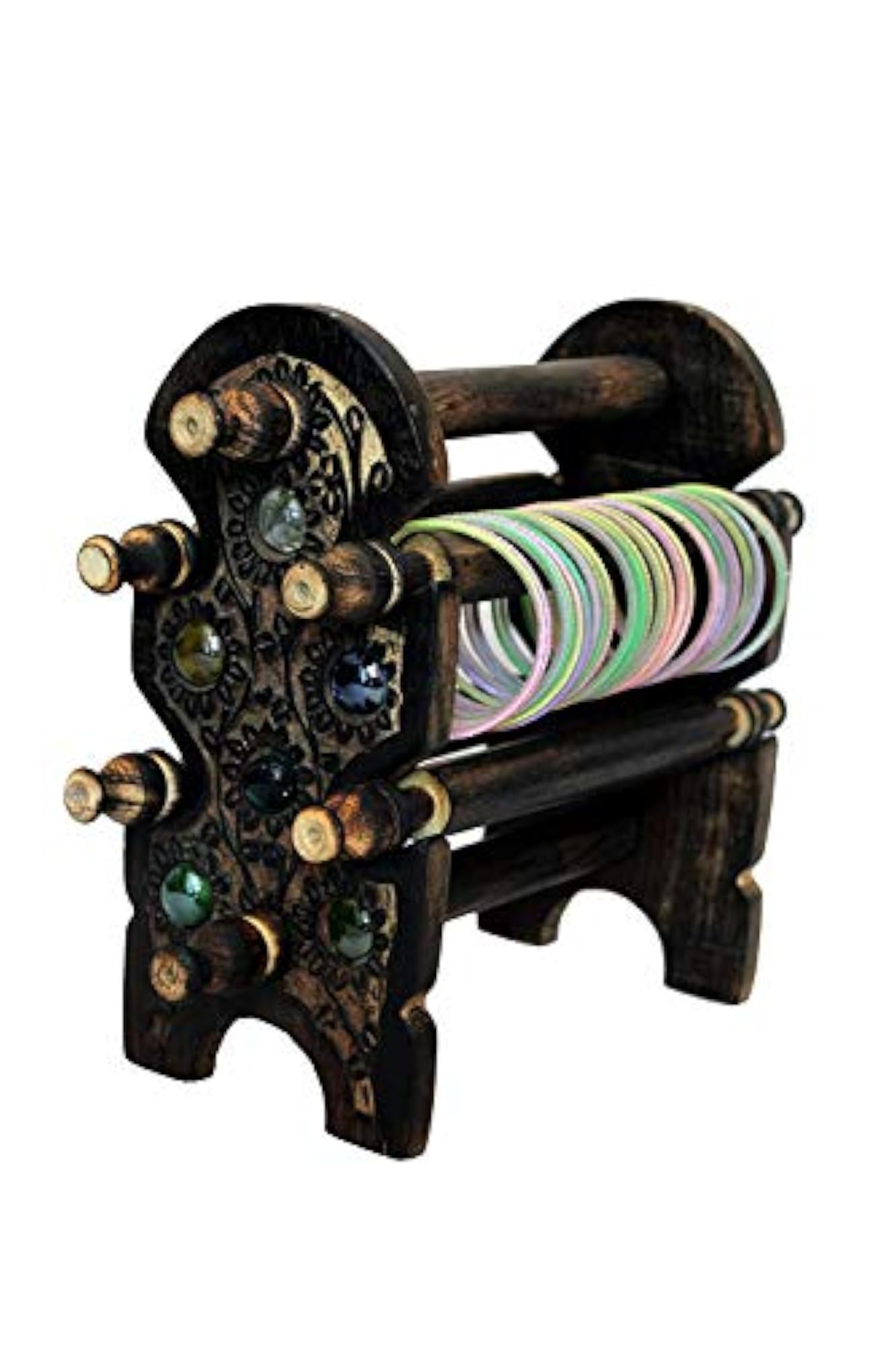 Wooden Bangle Stand Case for Women with 4 Rods