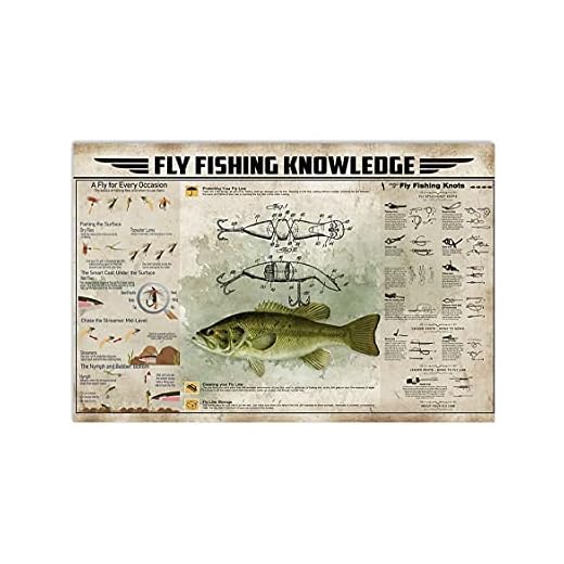 Flyg för varje stor bas tillfälle affisch, flugfiske bete kunskap bild, hur man knyter en flugknutar affisch, hur man använder flugfiske väggkonst, ingen ram – 28 x 43 cm affisch