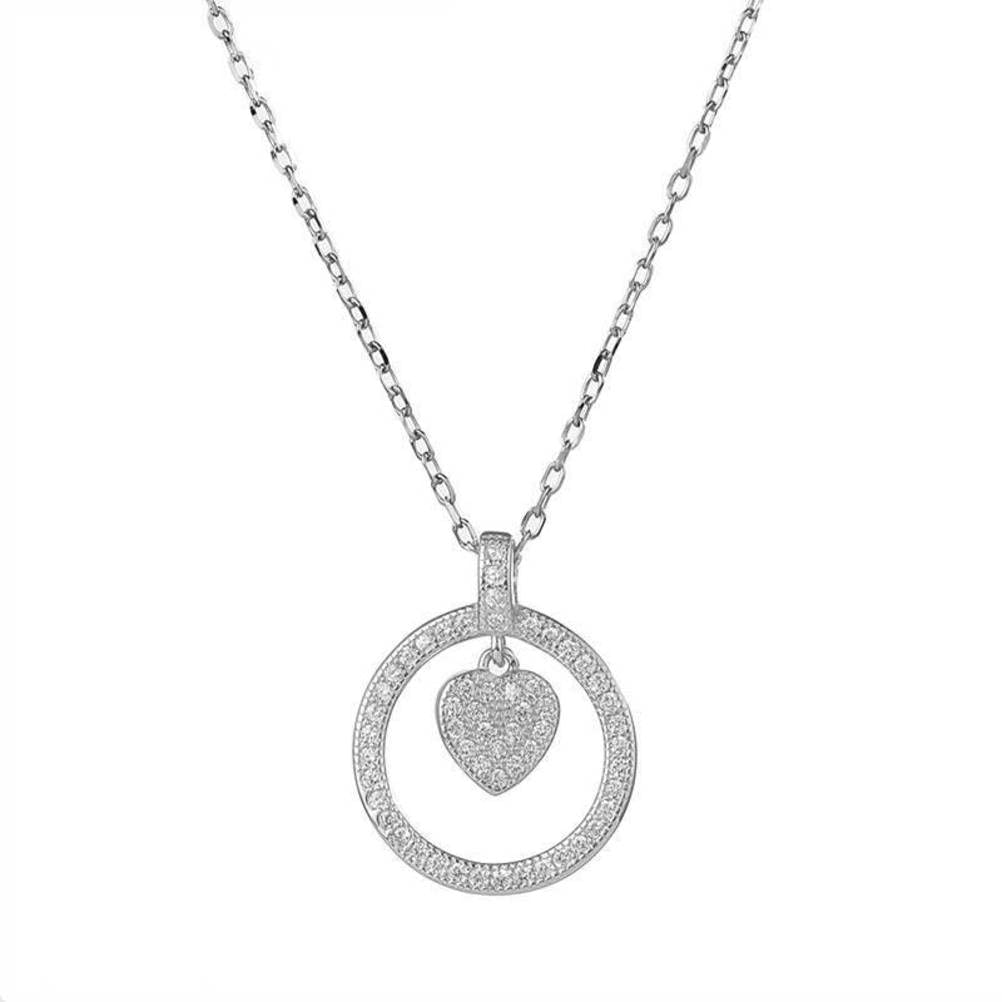 Collier clavicule chaîne cercle creux cœur strass scintillant