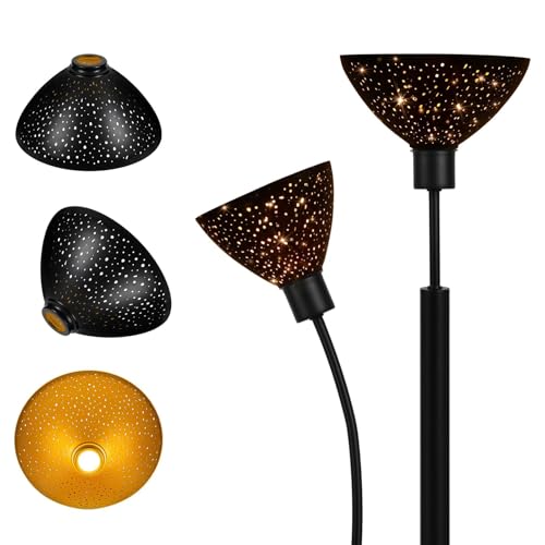 Image of Metal Lamp Shade For Floor Lamp, Etched Stars Torchiere Lamp Replacement