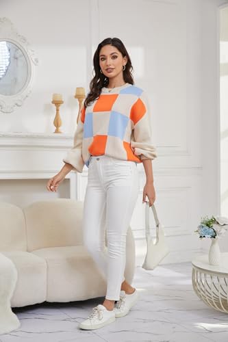 Image of LISILONG Women's 2024 Trendy Long Sleeve Ribbed Knit Sweater - Y2K Colorblock Fall Fashion Pullover Jumper