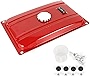 DNYSYSJ 5 Gallon Generator Gas Fuel Tank, Universal Generator Gas Tank Fuel Filter Cap Gauge Petcock Valve Chrome Cover Rectangular EC2500 18.9L Red