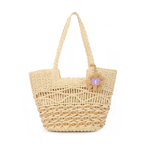 Jywmsc Stroh Strandtasche, Große Sommer Boho Woven Tote Bags, Rattan...
