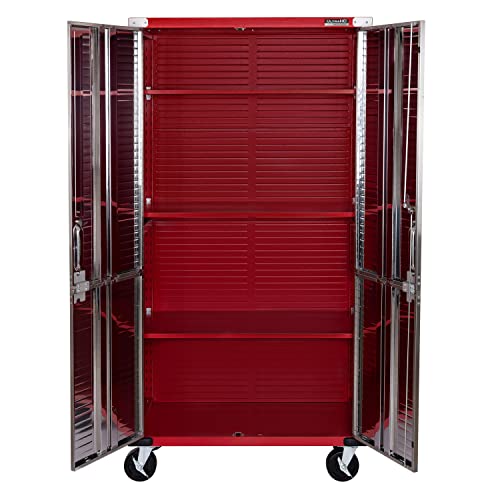 Seville Classics UltraHD Steel Body Lockable Storage Filing Cabinet Organizer Locker Shelving Unit for Gym, Workshop, Kitchen, Garage, Office, Home, Medium 36" W x 18" D x 72" H, Red thumbnail 4