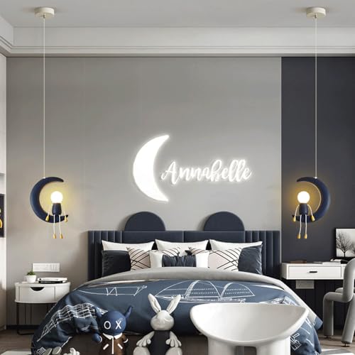 Lámpara colgante de luna con altura ajustable y base E14 para decoración de cuartos 3