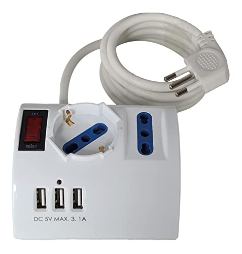 Multipresa 3 Posti + 3 Usb - Spina 16A