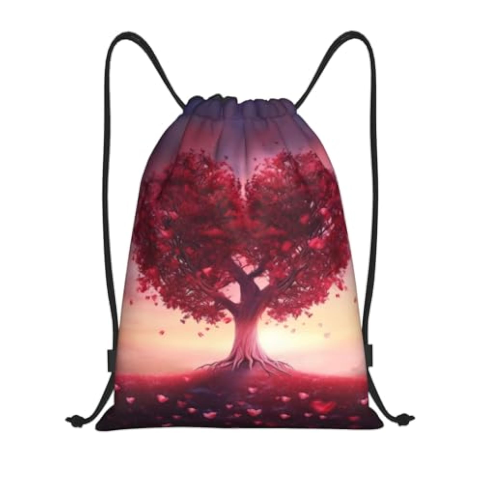 Women's Lightweight Drawstring Gym Bag, Heart Love Tree Soccer Backpack