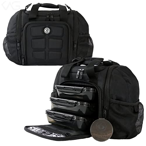 Innovator Mini Meal Prep Lunch Bag With 4 Bpa-Free, Reusable, Microwavable, Freezer Safe, Portion-Controlled Containers, Pill Organizer, Lunch Box With Storage Pockets (Black/Black) #TOP17