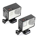 Frame Mount Housing Case Combo for GoPro Hero 4 3 3+ Action Camera - Incl. Standard Frame, Bacpac Accessories Frame, Long Thumb Bolt Screw, UV Protective Lens, Lens Cap, and Side Door Cover - Black