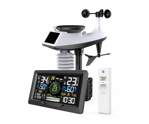 WiFi Weather Station with 7-in-1 Outdoor Sensor, Large Full-Color LCD,