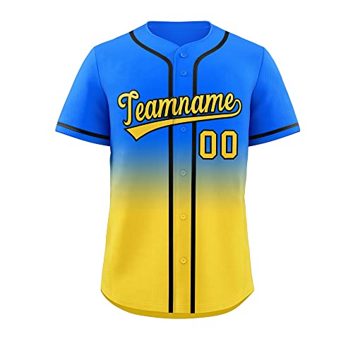 Custom Gradient Baseball Jersey Hip Hop Button Down Shirts Stitched Personalized Name Number for Men Women Youth