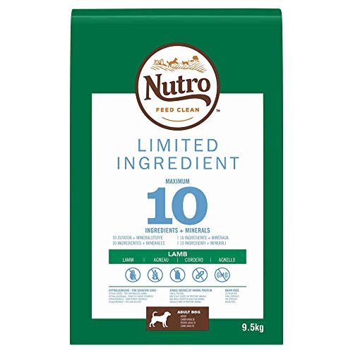 NUTRO Hundefutter Trockenfutter Limited Ingredient Adult 1+ Mit Lamm, 1 Beutel (1 x 9.5kg)