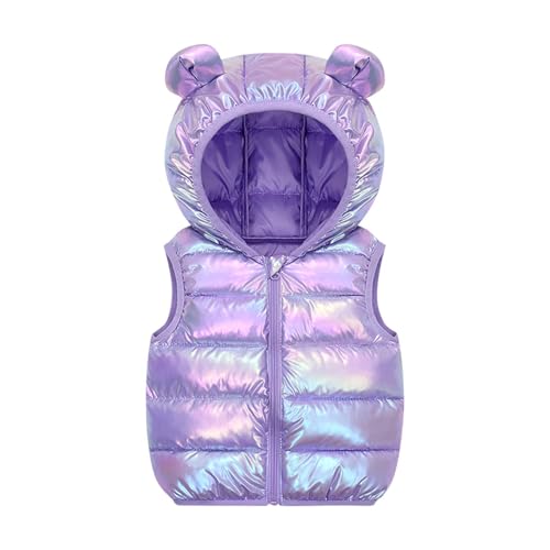 Boys Girls Hooded Puffer Vest Cute Ear Hooded Sleeveless Jacket Warm Winter Padded Gilet Waistcoat with pocket 1-6Y