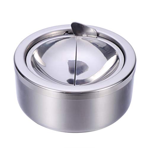 BESPORTBLE Cinzeiro Redondo de Aço Inoxidável Recipiente de Cinza Decorativo Resistente ao Vento Cig