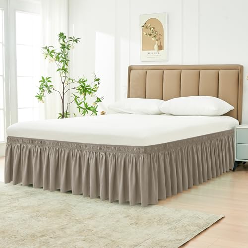 image for Biscaynebay Wrap Around Bed Skirts for Queen Beds Short Drop of 12