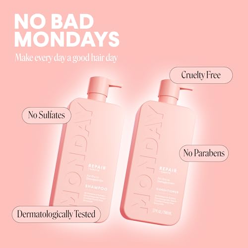 MONDAY HAIRCARE Repair Shampoo and Conditioner Set 798 ML for Dry to Damaged Hair, Made with Keratin, Coconut Oil, Shea Butter and Vitamin E