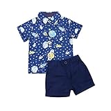 👕Diseños: Traje de bebé, con manga corta, botón, tops estampados de dibujos animados con pantalones cortos de color liso, pantalones cortos enrollados, bolsillo encantador.
