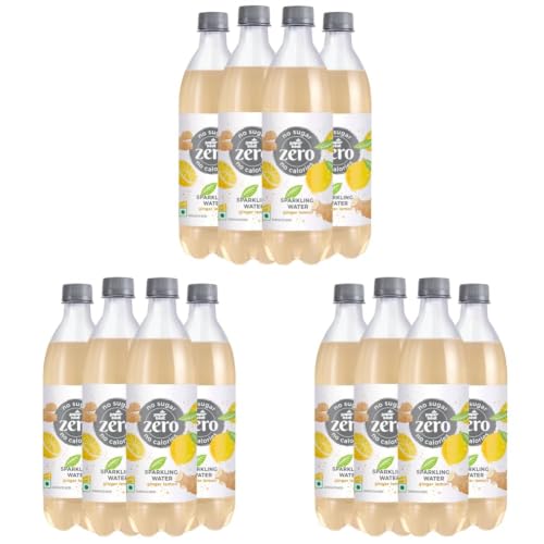 Image of Paper Boat Zero Ginger Lemon Sparkling (Soda) Water - Pack of 12, 600 ml Each | Zero Sugar, Zero Calories | Sugar Free| Flavoured Carbonated Water | No Aspartame
