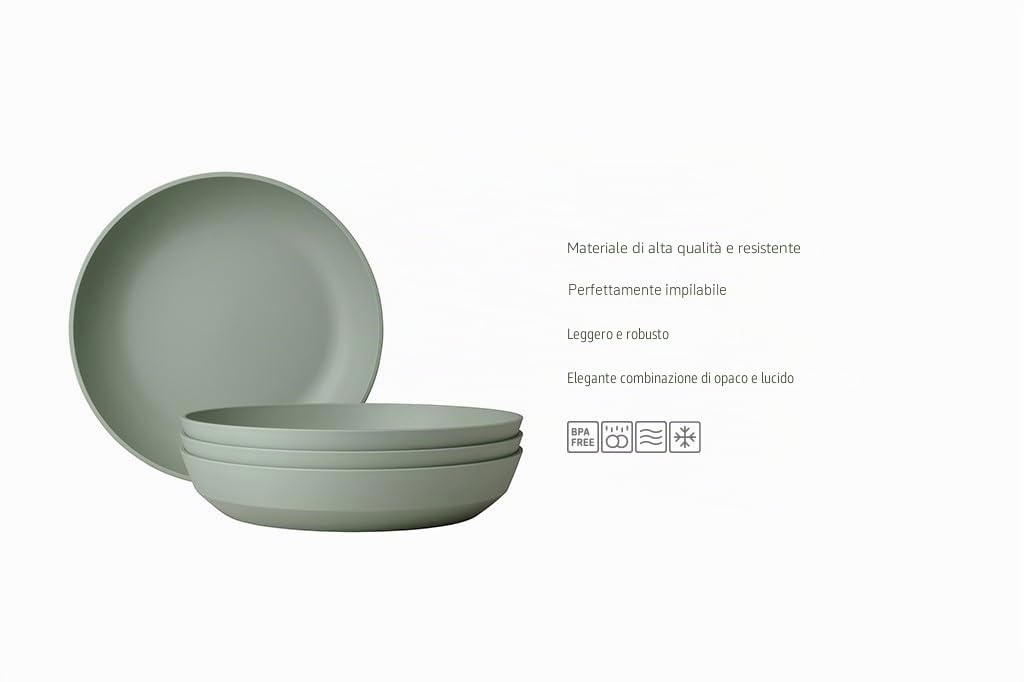 Mepal Piatto Fondo Silueta 210 mm Set 4 Pcs, Nordic Black