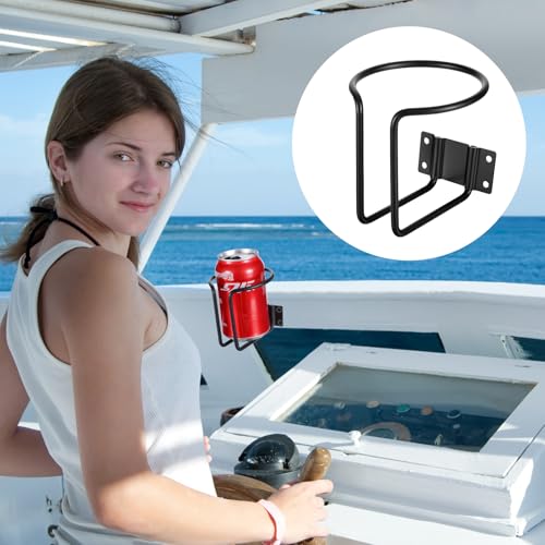 8 Pcs Boat Cup Holder, Stainless Steel Universal Drink Holders, Wall Mounted Cup Drink Holders for Boat, Universal Cup Holders for Marine, Yacht, Truck, RV, Trailer, Black Coating Ring Cup Holders - Thumbnail 4
